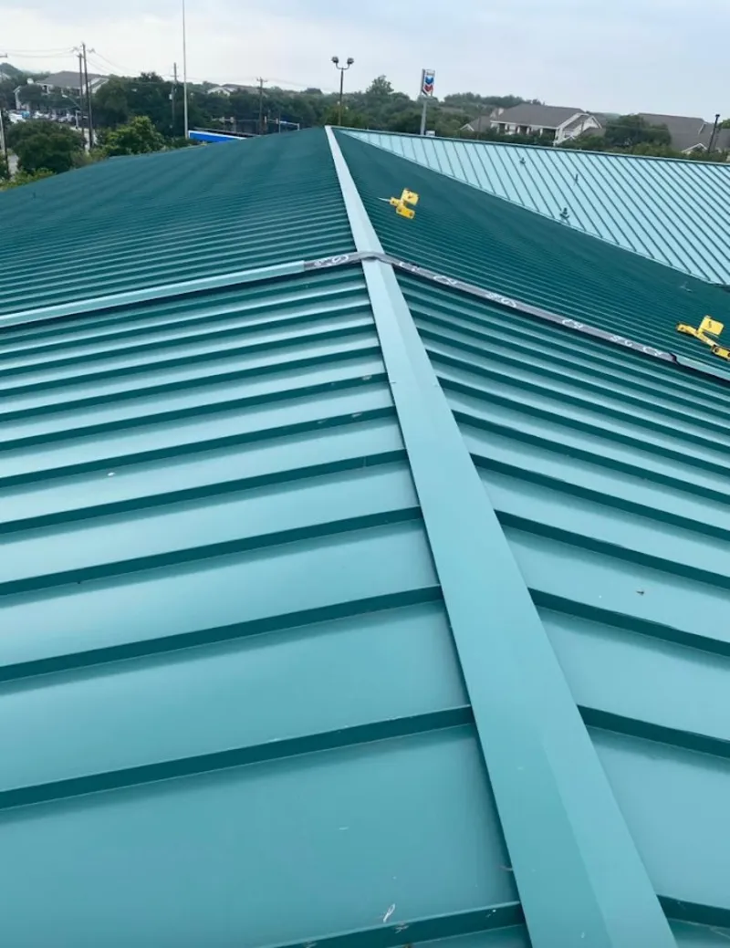 Green commercial metal roof ridge and valley for Metal Roof Repair in Patton